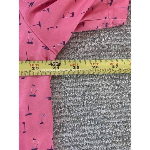 Jack Nicklaus Polo Shirt Mens XL Pink Golf‎ Flags AOP Stretch Athleisure - Picture 5 of 6